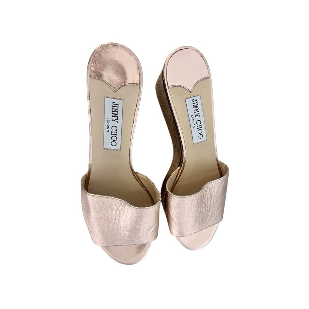 Jimmy Choo Women's Gold Slide Sandals sz 9.5